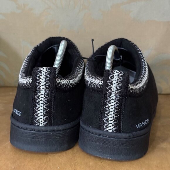 Vance XL Wheeler Black Suede Slip-On House Slippers Non-Slip Rubber Sole Stitch - Picture 4 of 10